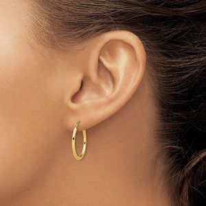 10k Yellow Gold Oval Shaped Textured Hoop Earrings for Women